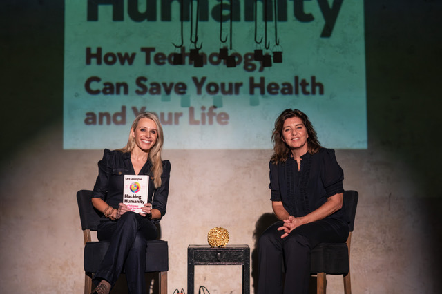 Alison Martin with Lara Lewington at the Hacking Humanity event